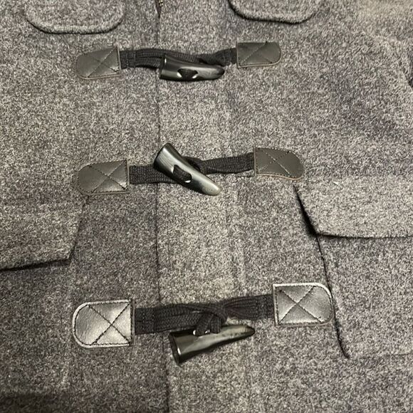 NWT Janie and Jack Dark Gray and Black Hooded Winter Toggle Pea Coat - Picture 2 of 13